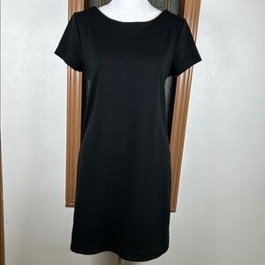 Lou & Grey Mini Black Dress Round Neck Jersey Size Medium Short Sleeves